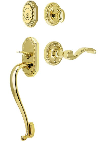 Newport Entry Lock Set in PVD Finish with Left-Handed Portofino Lever and